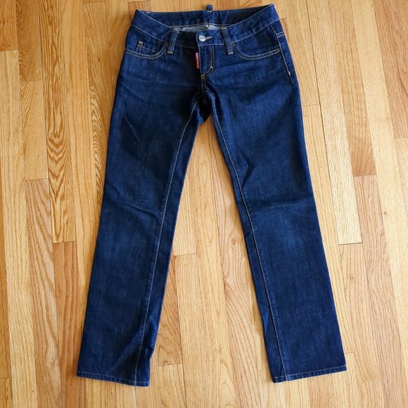 [SOLD] Dsquared Made In Italy Luxury Straight Leg Low Rise Dark Wash Jeans - Picture 2 of 16